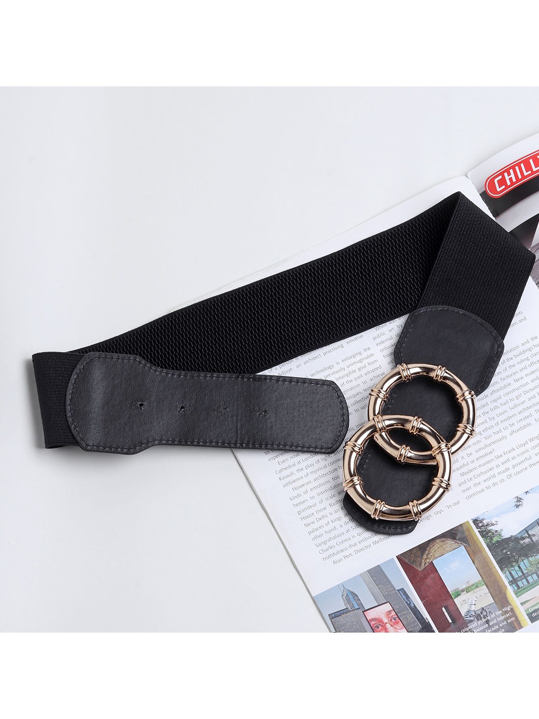 

ZORO Women Interlock Wide Casual Belt, Black