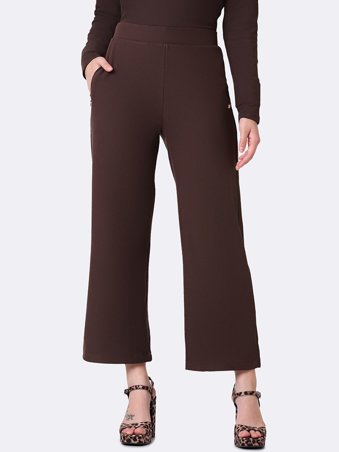 

Van Heusen High-Rise Parallel Trousers, Brown