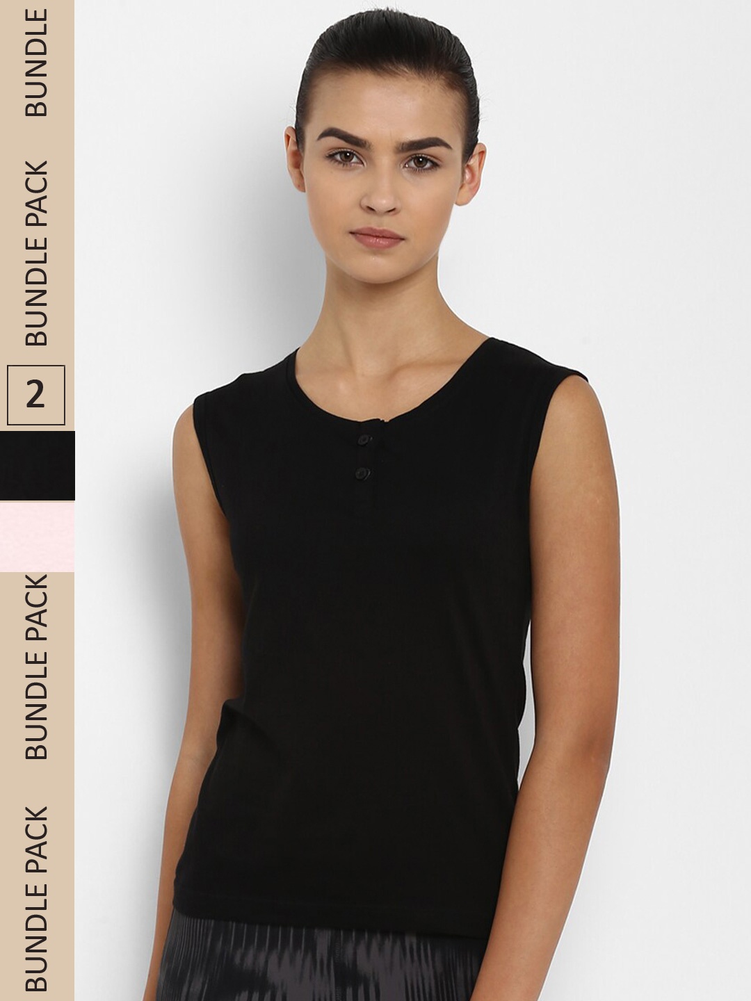 

appulse Pack Of 2 Henley Neck Slim Fit Cotton T-shirt, Black