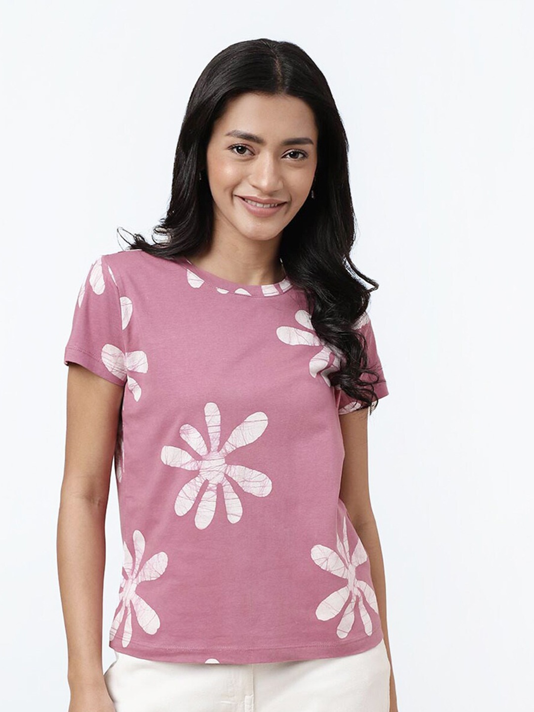 

Fabindia Floral Printed Cotton Top, Pink