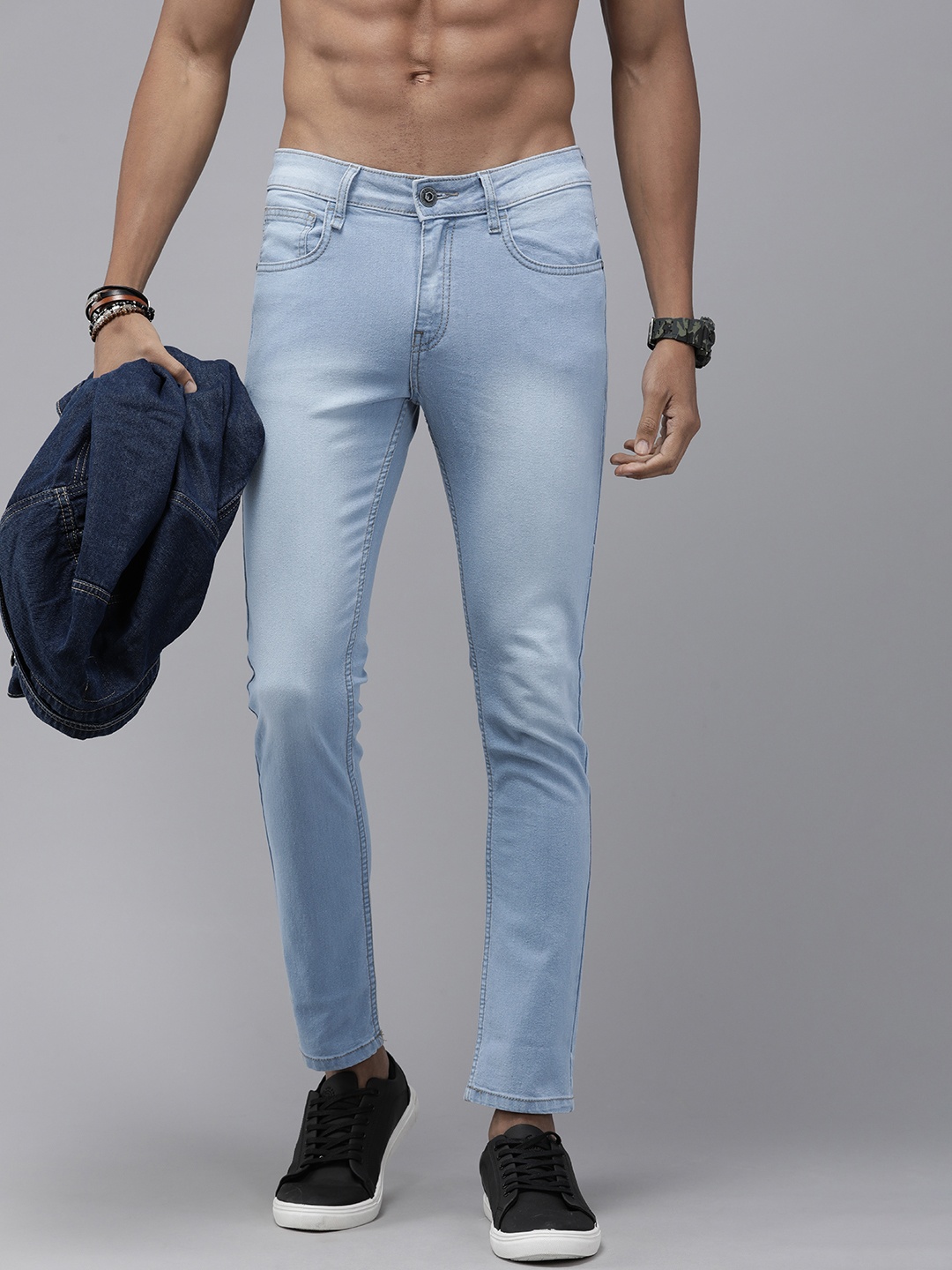 

The Roadster Life Co. Men Skinny Fit Light Fade Stretchable Jeans, Blue