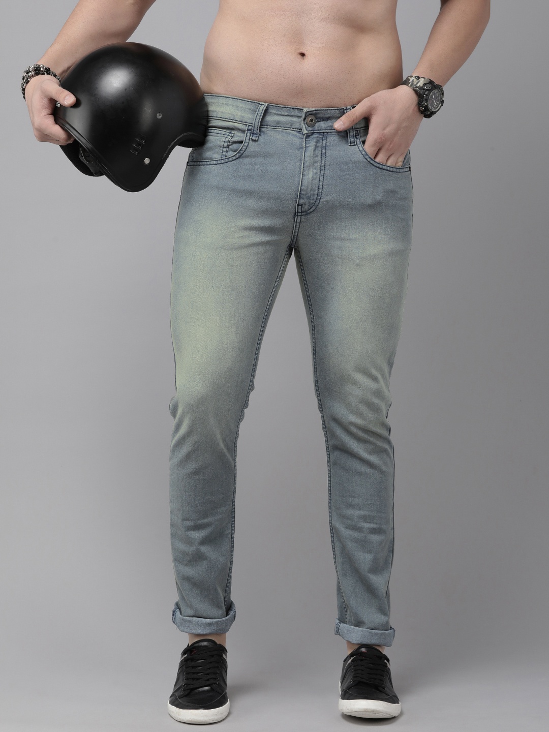 

The Roadster Lifestyle Co. Men Skinny Fit Heavy Fade Stretchable Jeans, Blue