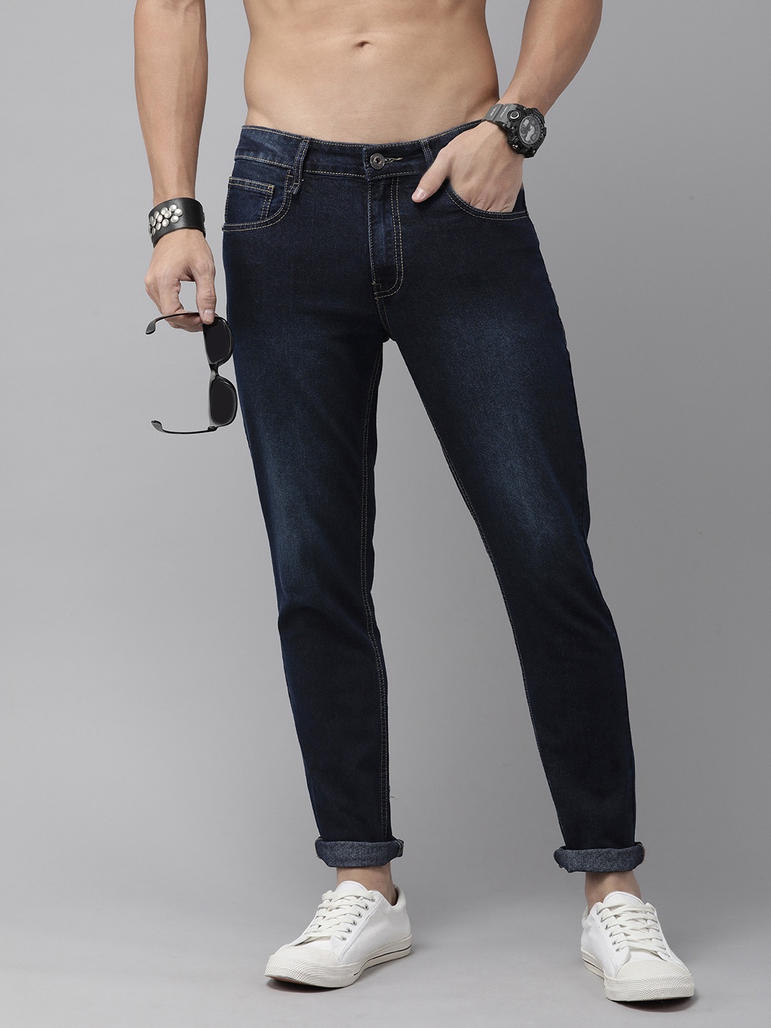 

The Roadster Life Co. Men Slim Fit Stretchable Jeans, Navy blue