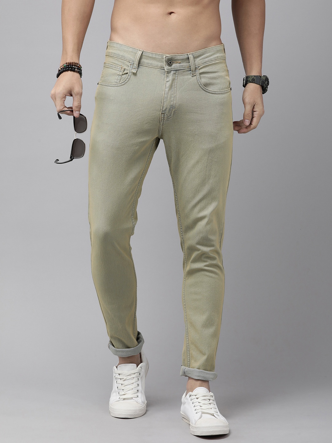 

The Roadster Lifestyle Co. Men Slim Fit Stretchable Jeans, Green