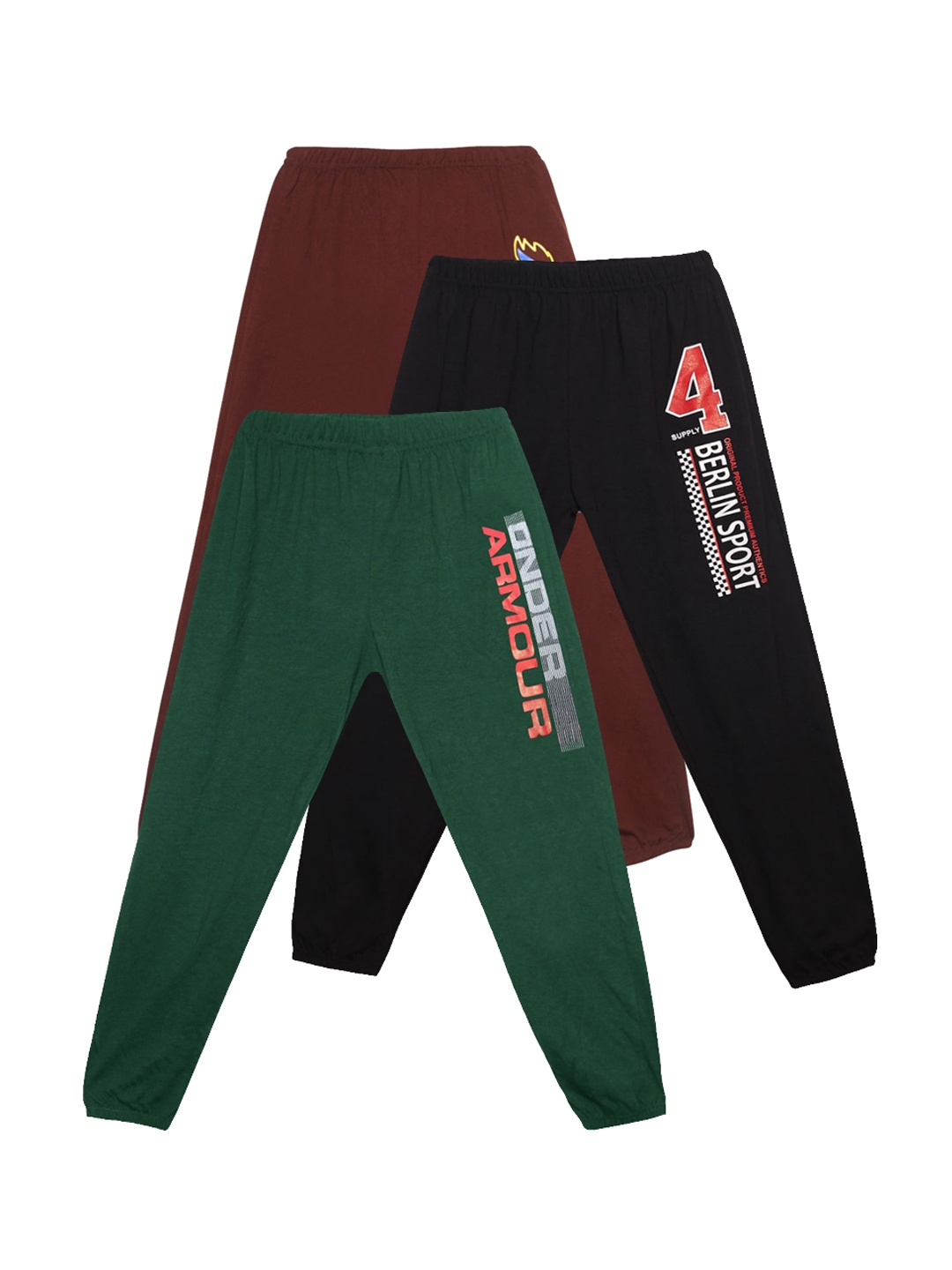 

Fashionable Boys Pack Of 3 Mid-Rise Cotton Lounge Pants, Black