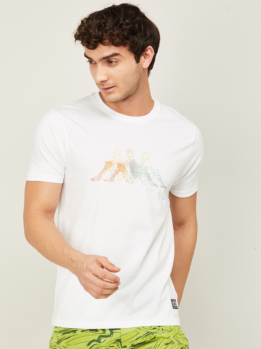 

Kappa Graphic Printed Cotton Casual T-shirt, White