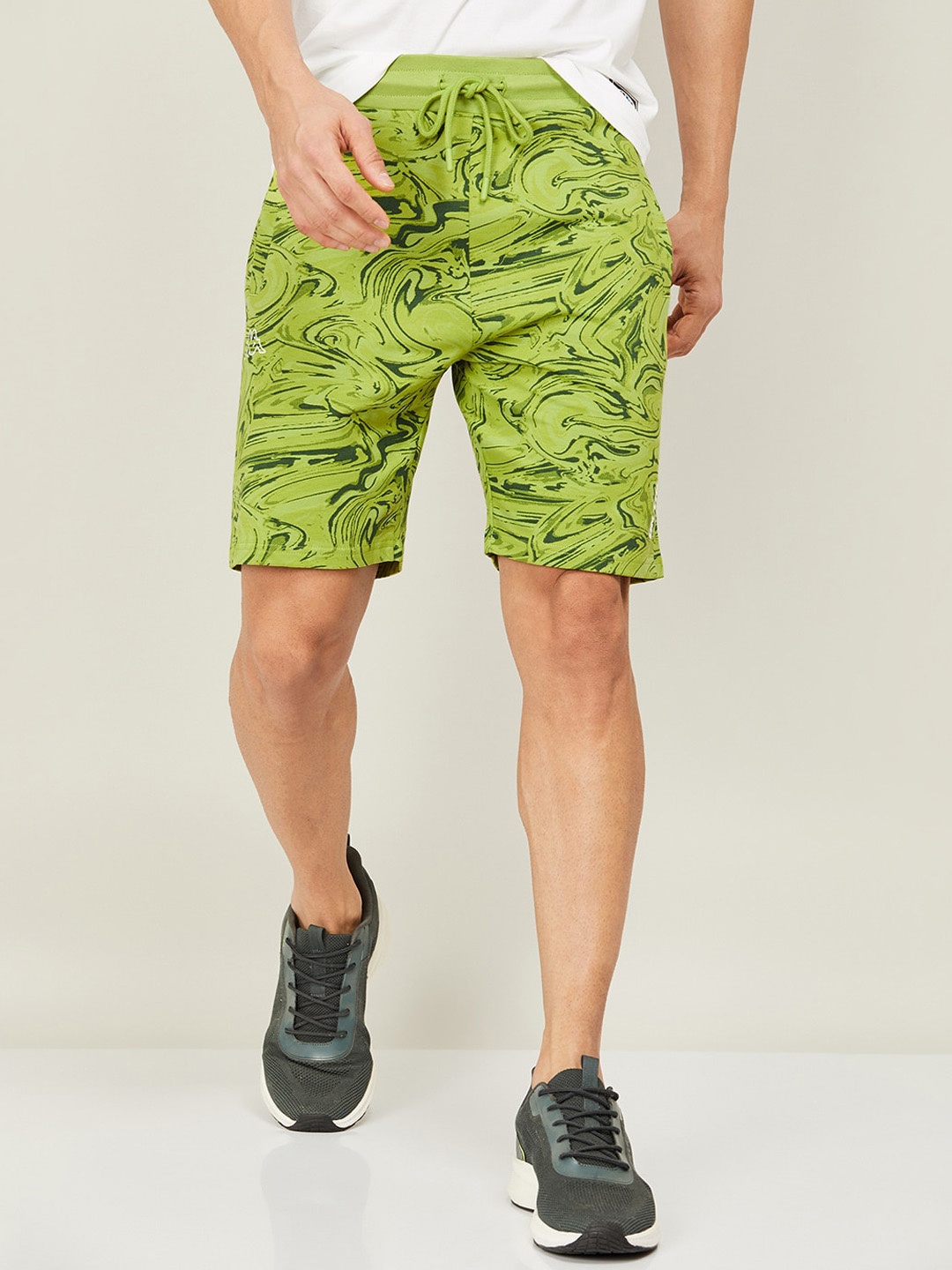 

Kappa Men Abstract Printed Running Cotton Sports Shorts, Green