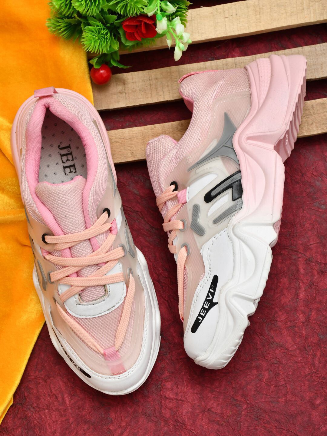 

JEEVI Women Walking Non-Marking Shoes, Pink