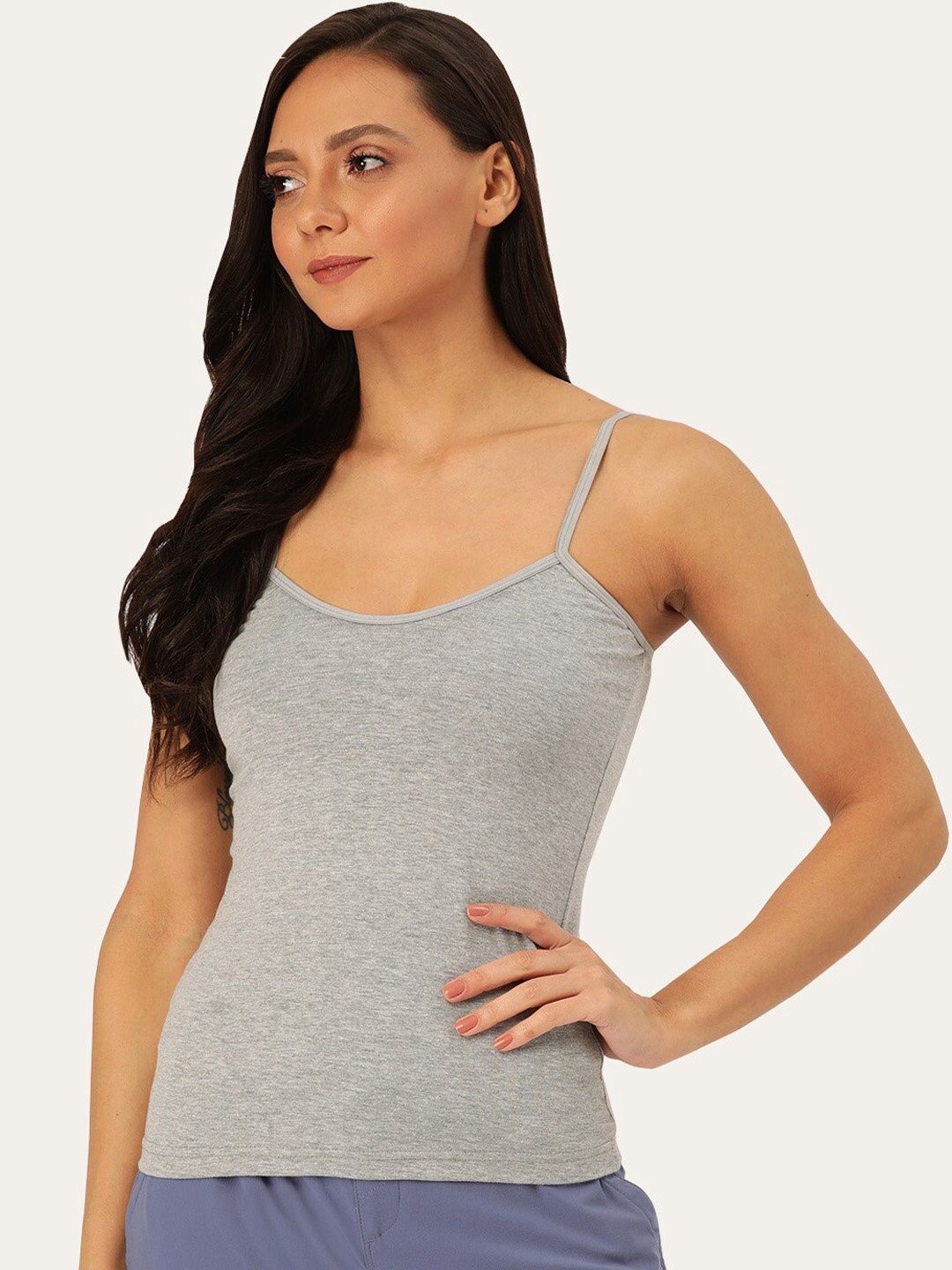 

Lady Lyka Non Padded Shoulder Straps Cotton Camisole, Grey