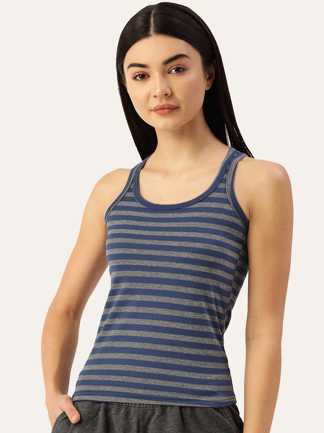 

Lady Lyka Striped Non Padded Cotton Camisole, Blue