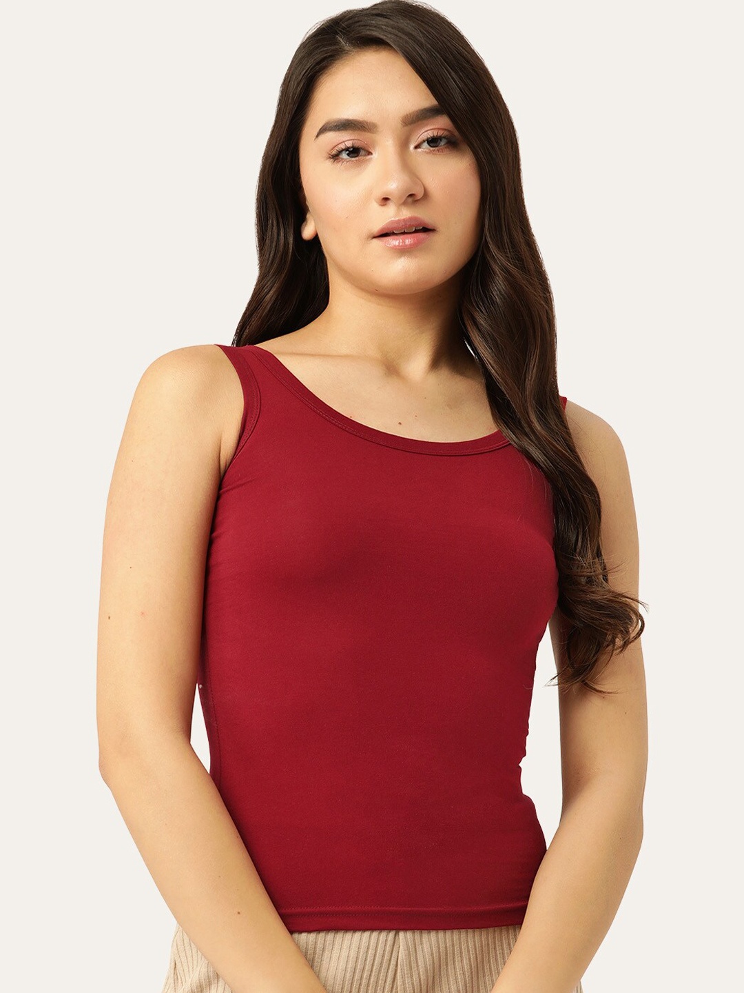 

Lady Lyka Cotton Round Neck Non Padded Camisole, Maroon