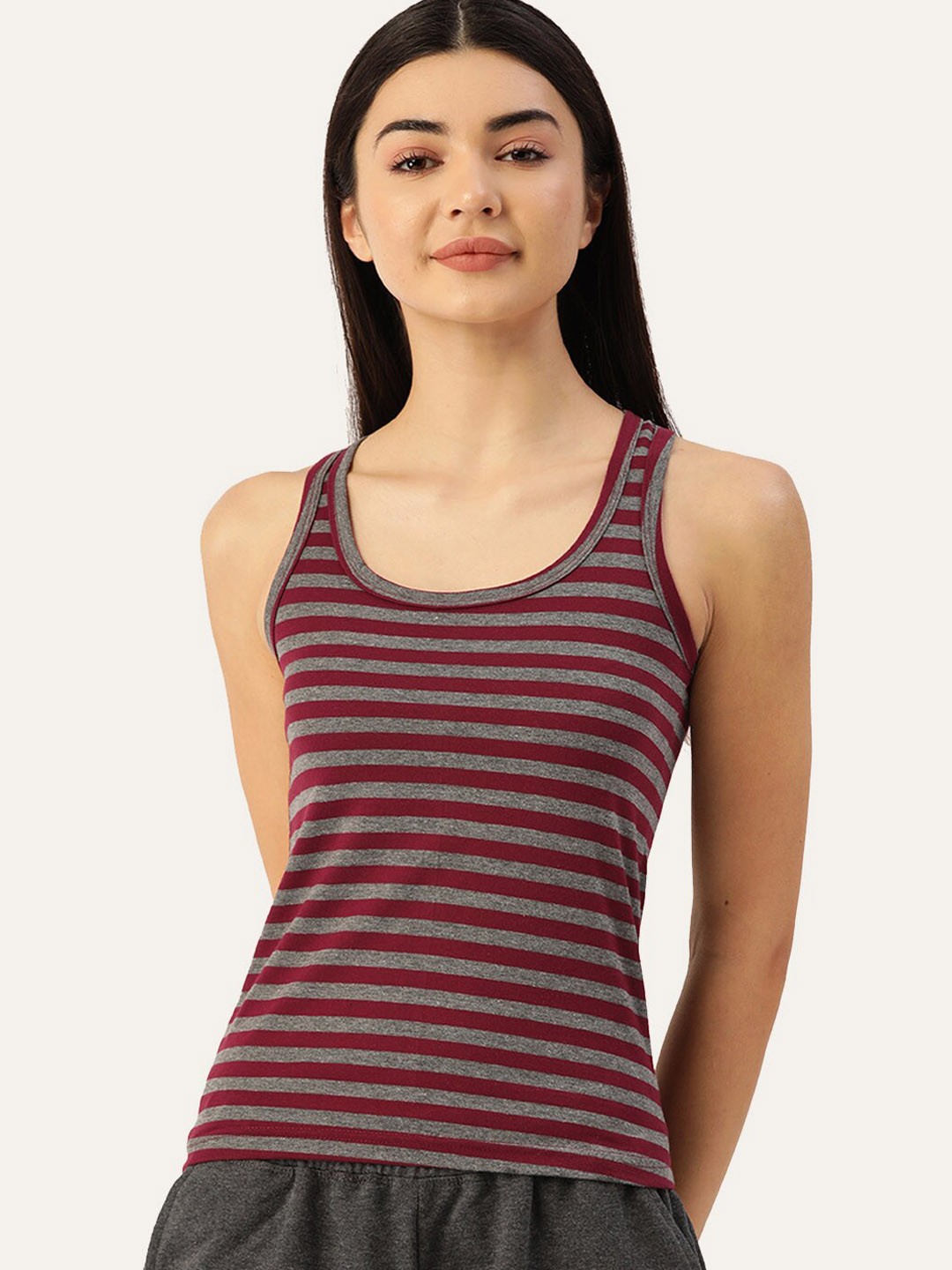 

Lady Lyka Striped Non Padded Cotton Camisole, Red