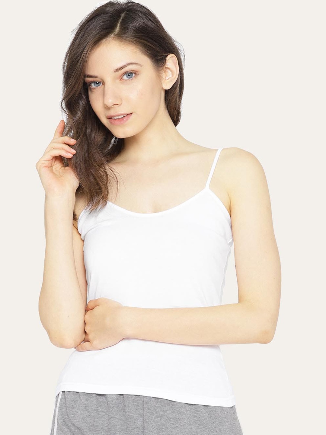 

Lady Lyka Non-Padded Shoulder Strap Cotton Camisole, White