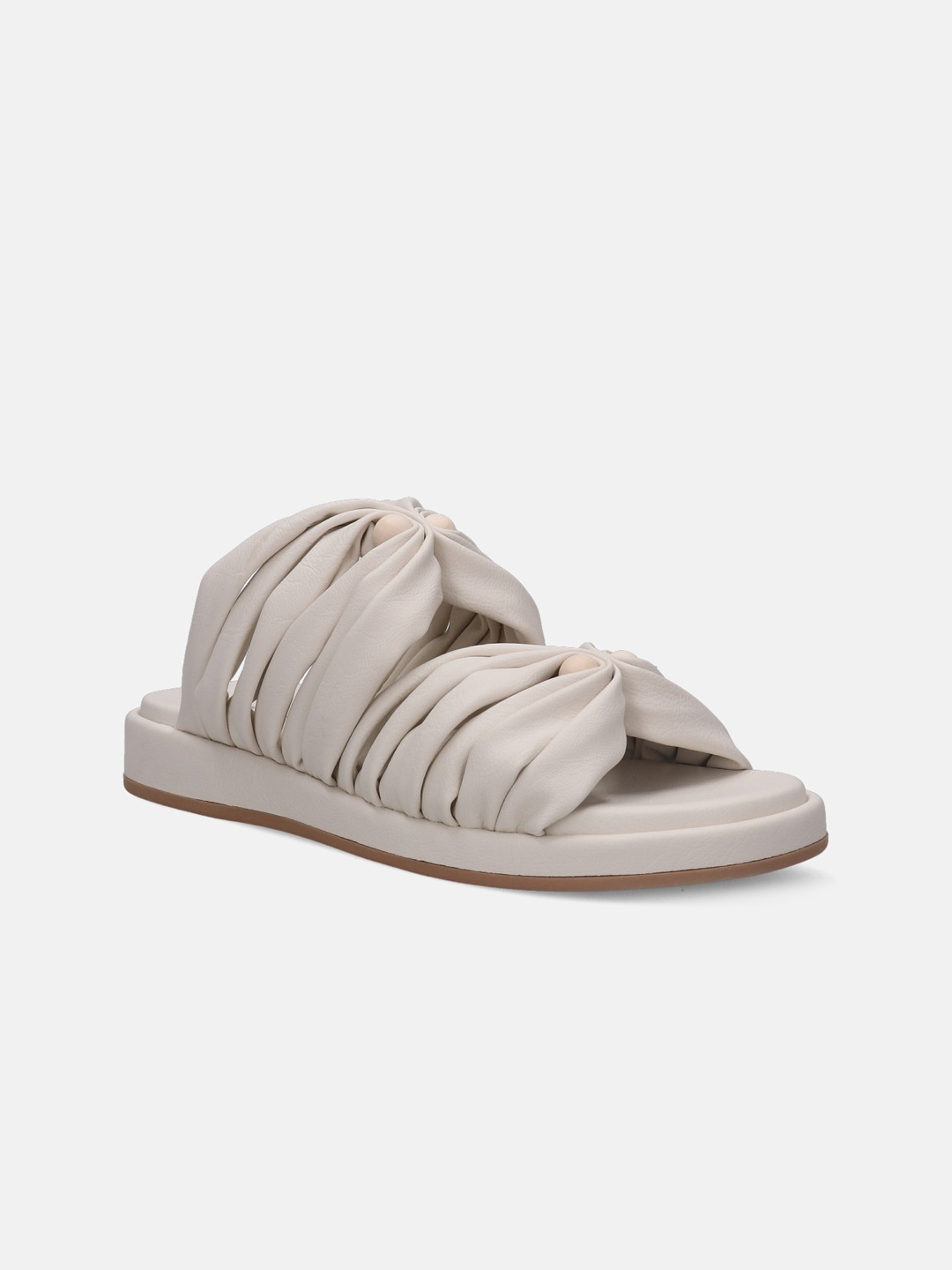 

BAGATT Women Ravenna Textured Open Toe Flats with Bows, Off white