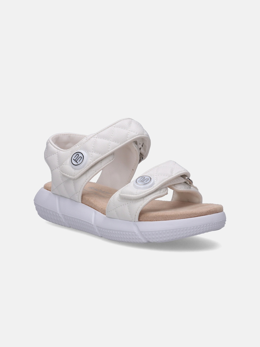 

BAGATT Women Jersey Textured Open Toe Flats with Backstraps, White