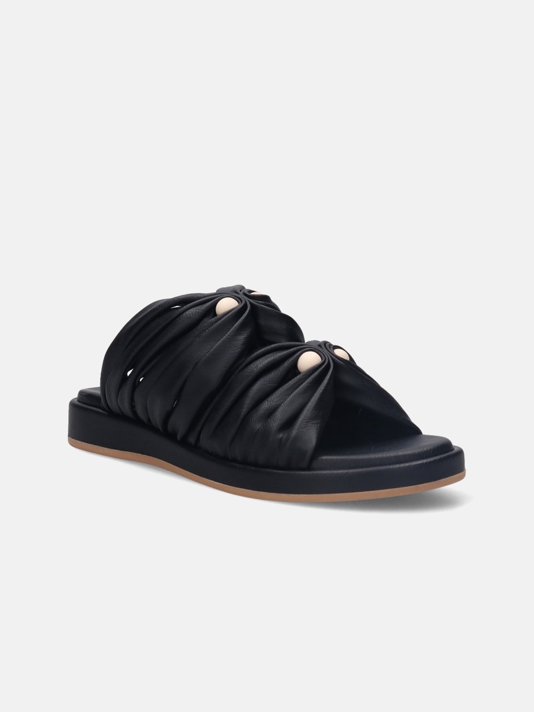 

BAGATT Women Ravenna Textured Open Toe Flats with Bows, Black