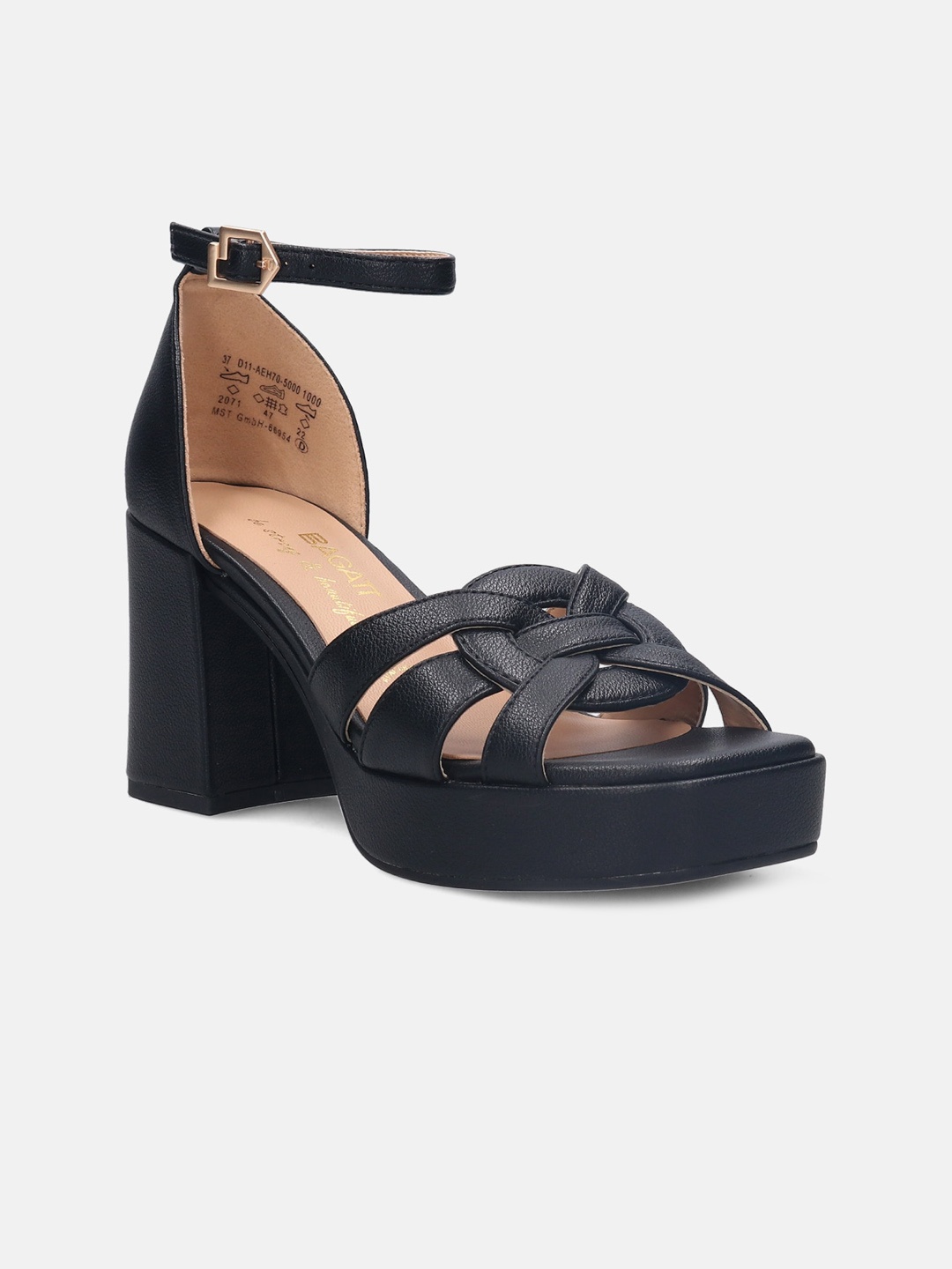 

BAGATT Cesena Textured Platform Heels, Black
