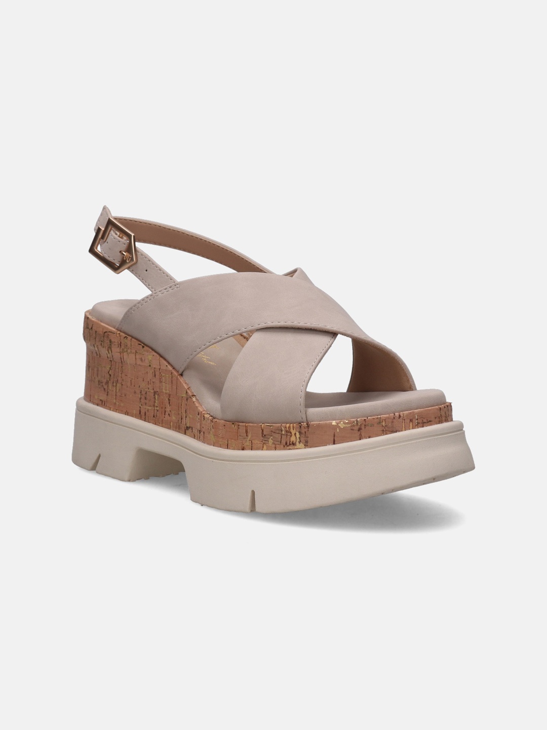 

BAGATT Trish Criss-Cross Strap Platform Heels, Beige