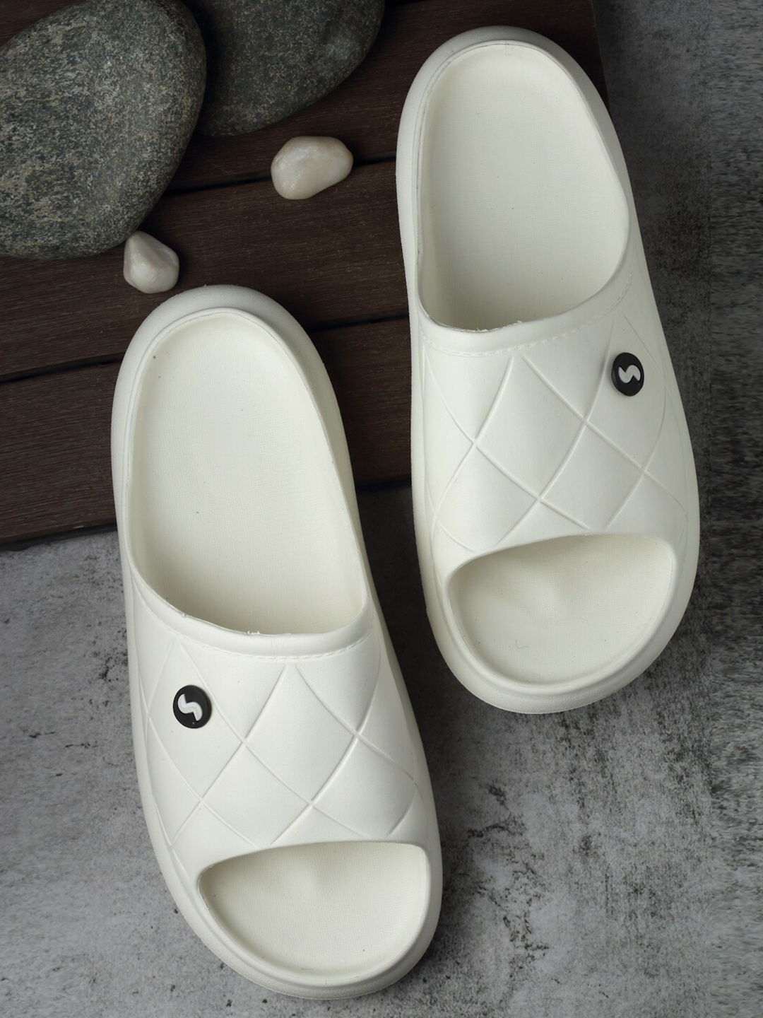 

Solethreads Men Open Toe Slip On Sliders, White