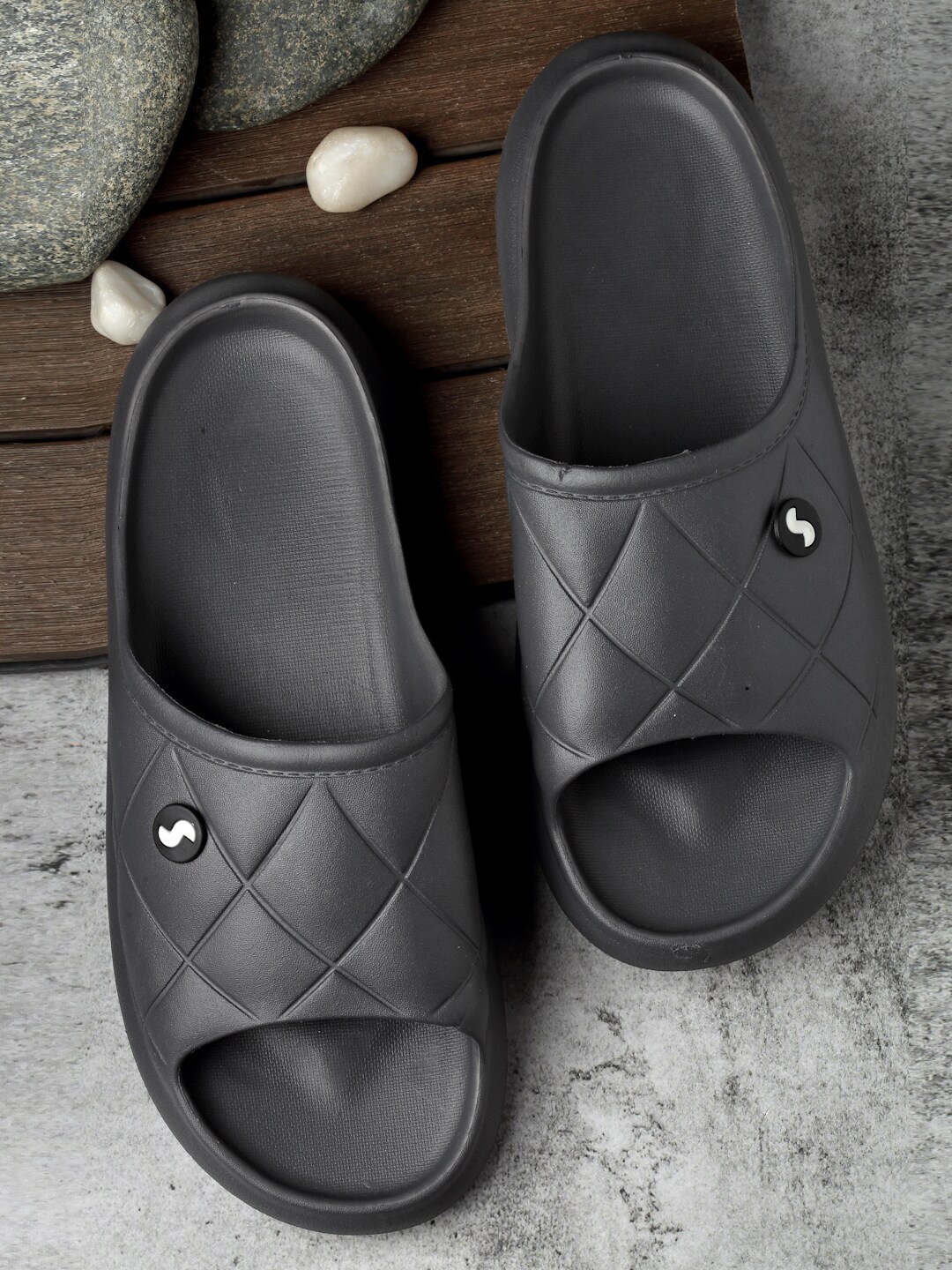 

Solethreads Men Open Toe Slip On Sliders, Grey