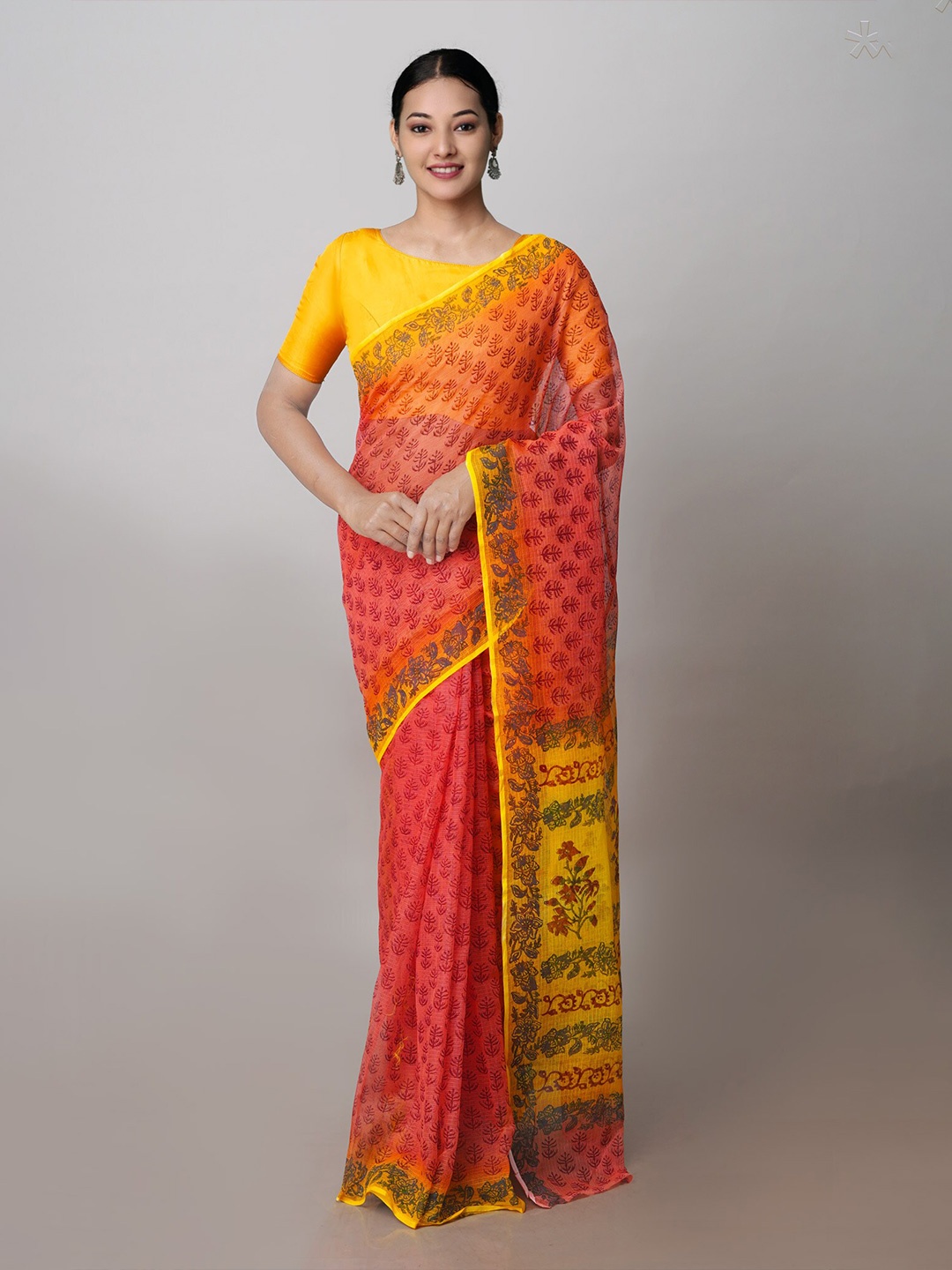 

Unnati Silks Floral Printed Kota Saree, Orange