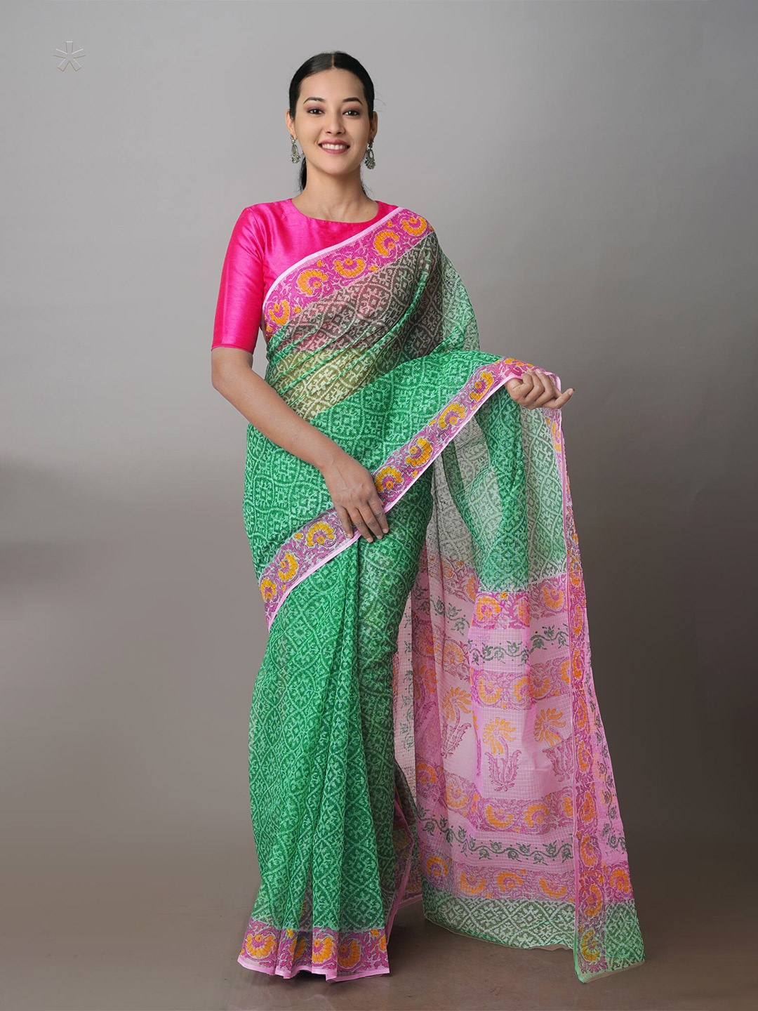 

Unnati Silks Ethnic Motifs Kota Saree, Green