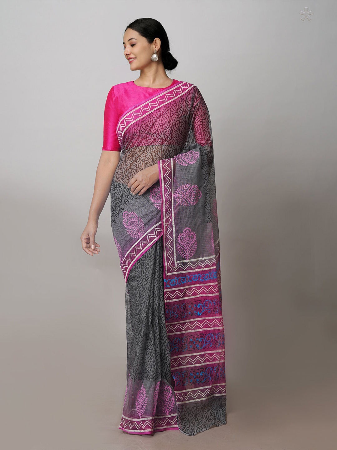 

Unnati Silks Ethnic Motifs Kota Saree, Grey