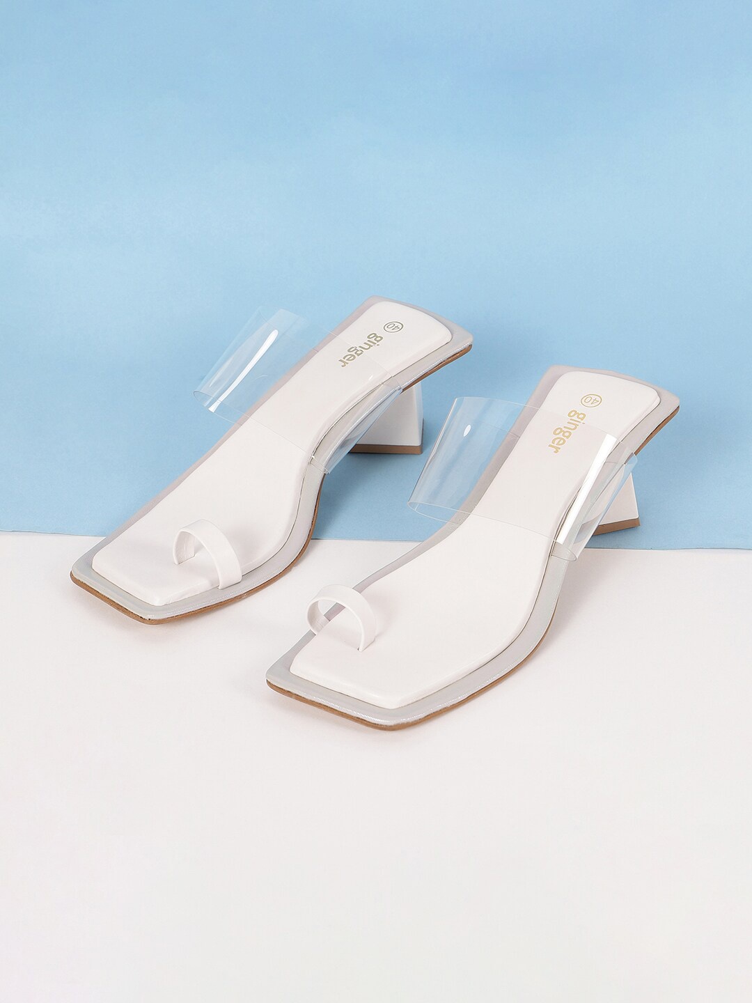 

Ginger by Lifestyle One Toe Block Heels, White