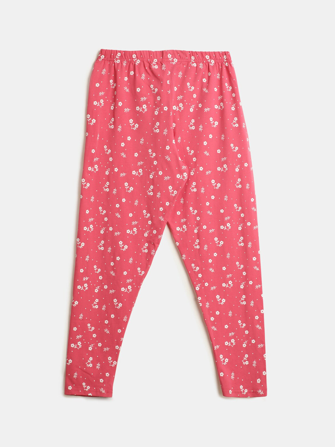 

V-Mart Girls Floral Printed Cotton Lycra Leggings, Pink