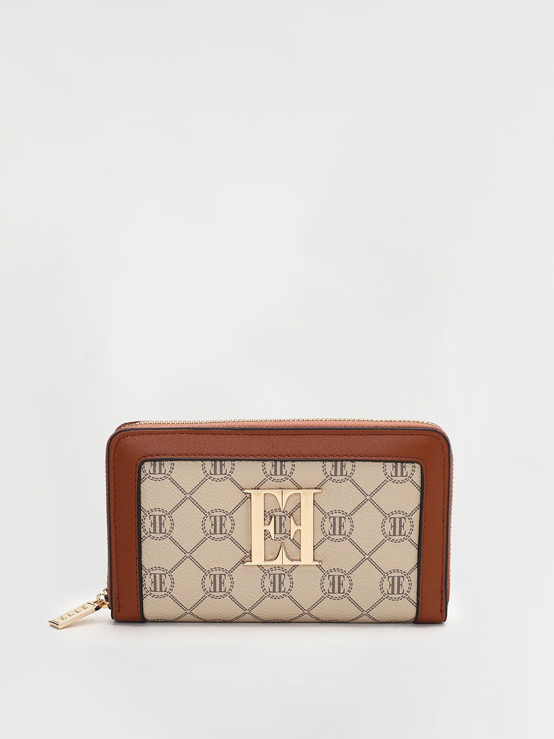 

ELLE Women Printed Zip Around Wallet, Tan