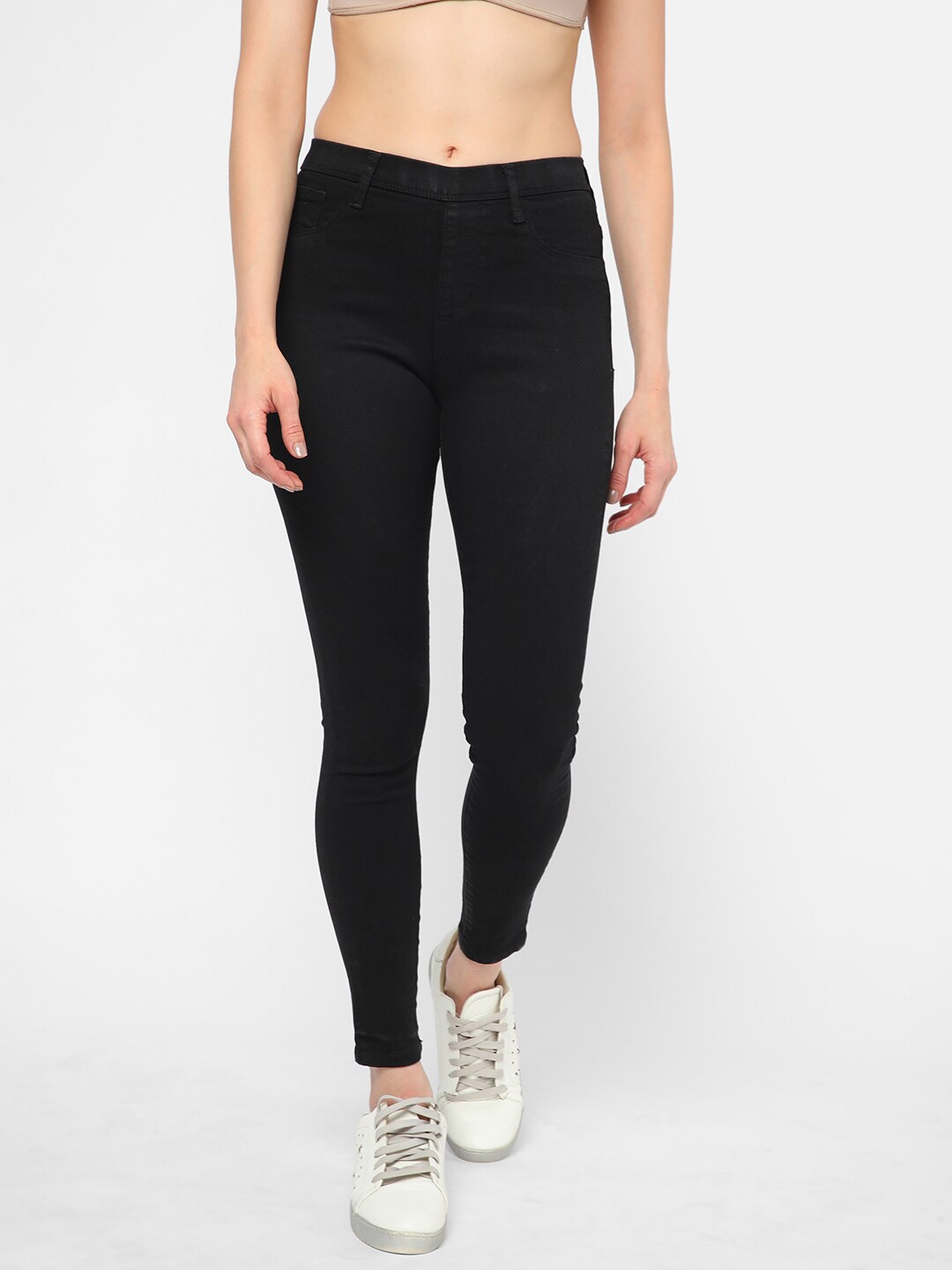 

R&B Women Mid Rise Skinny Fit Cotton Denim, Black