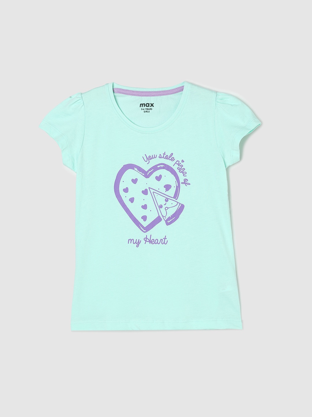 

max Girls Graphic Printed Pure Cotton T-shirt, Green