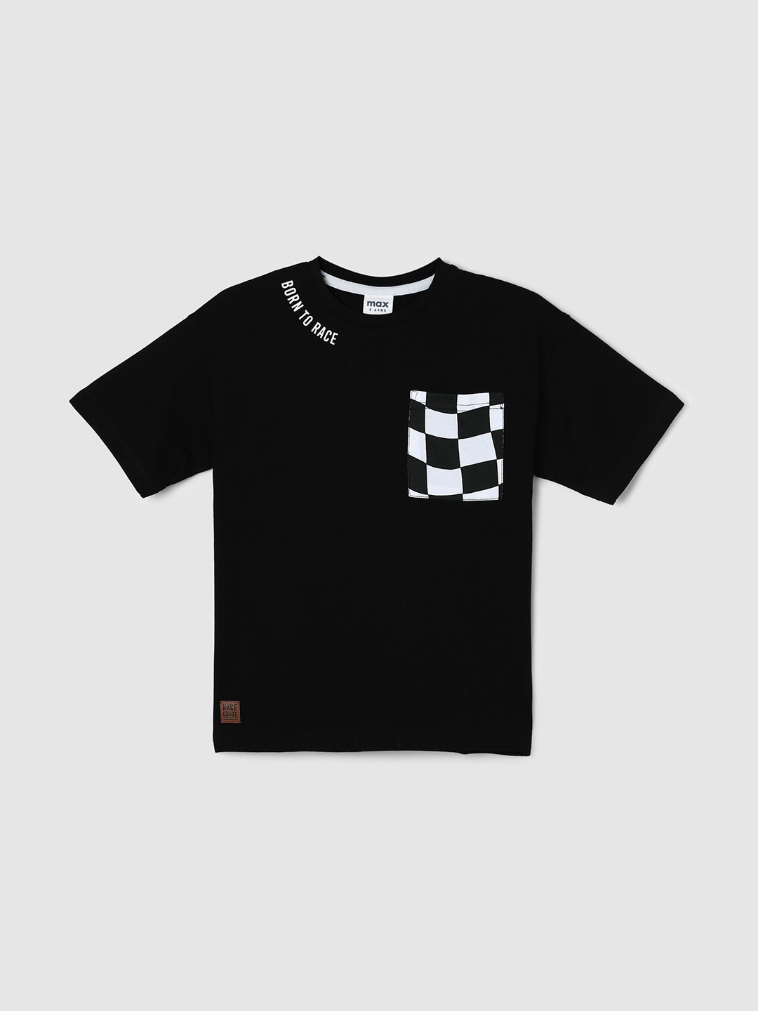 

max Boys Round Neck Pure Cotton T-shirt, Black