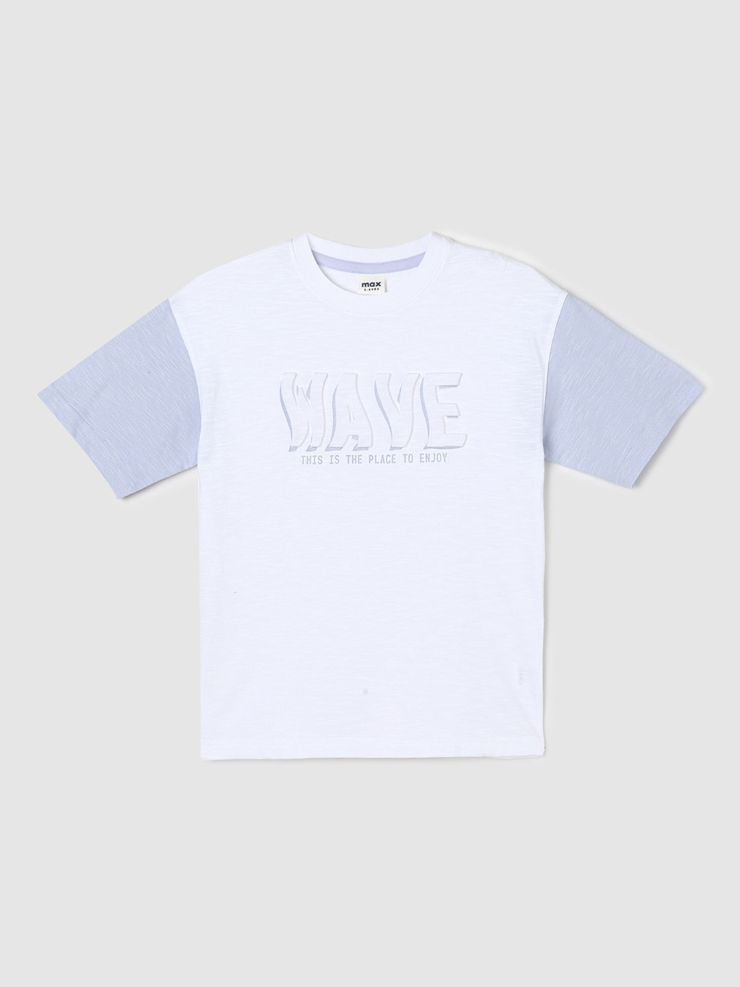 

max Boys Typography Printed Pure Cotton T-shirt, White