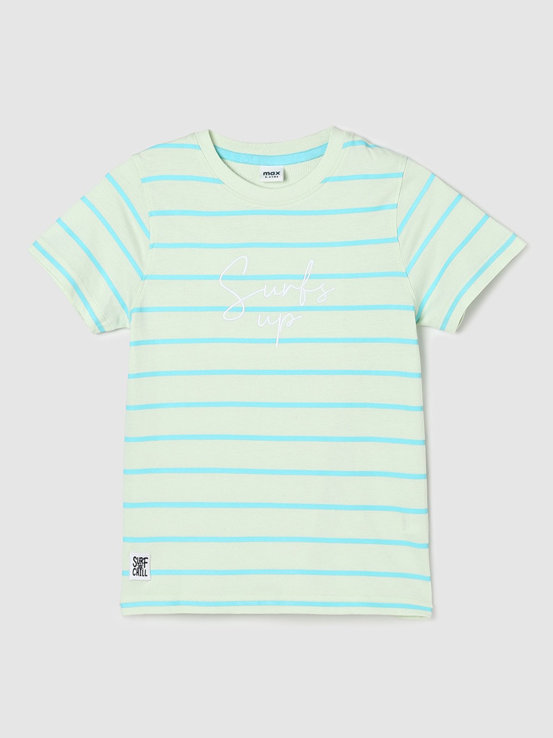 

max Boys Striped Pure Cotton T-shirt, Green