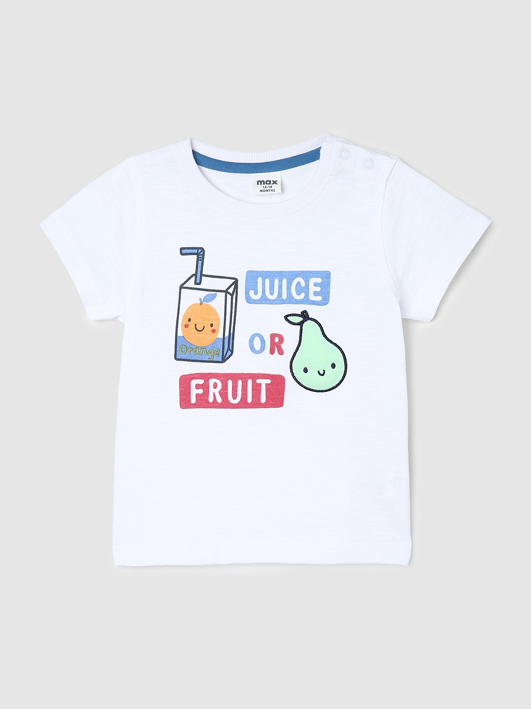 

max Infant Boys Graphic Printed Pure Cotton T-shirt, White