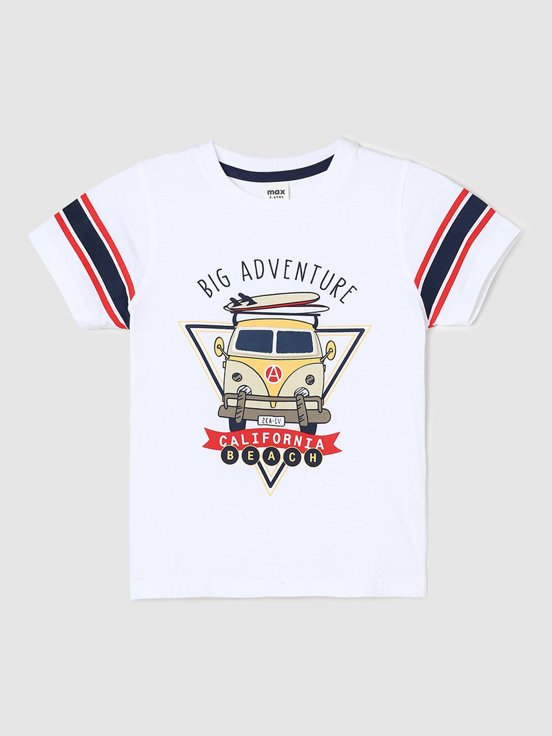 

max Boys Graphic Printed Pure Cotton T-shirt, White