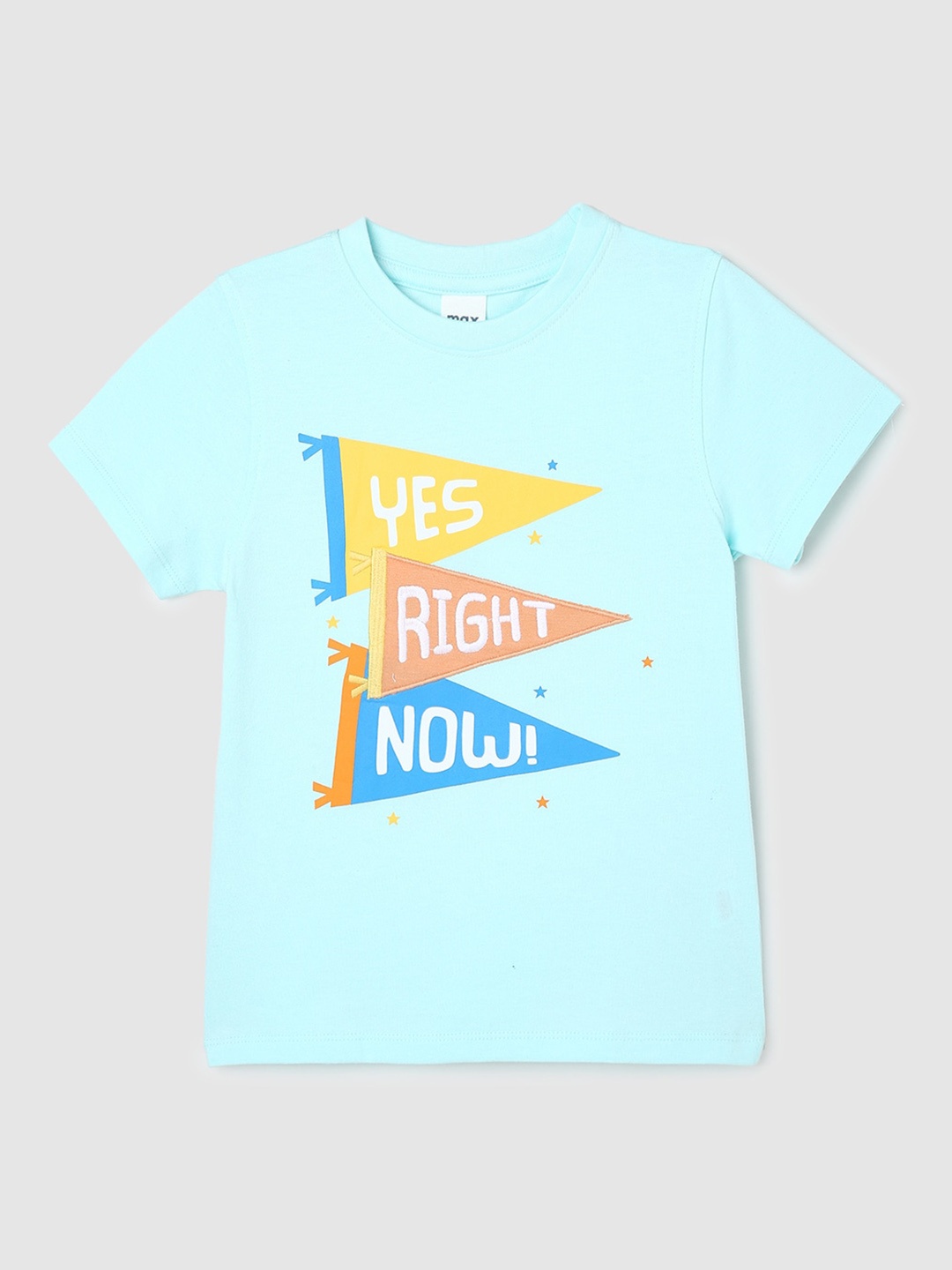 

max Boys Blue Typography Printed Pure Cotton T-shirt