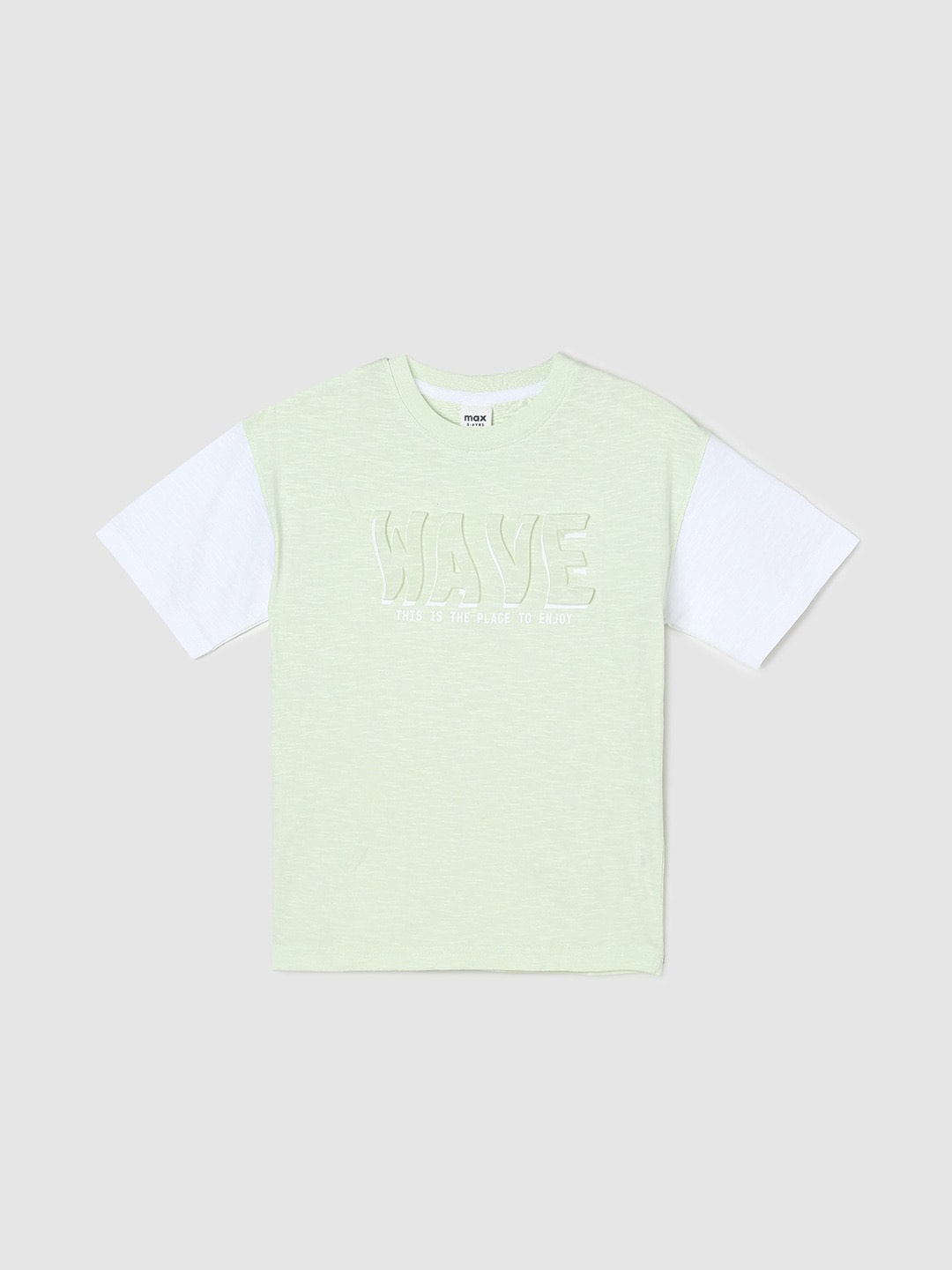max Boys Colourblocked Pure Cotton T-shirt, Green