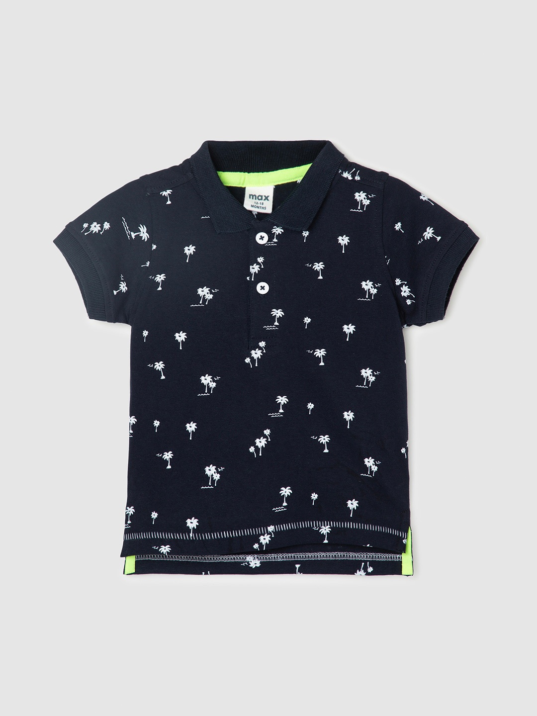 

max Infant Boys Conversational Printed Pure Cotton T-shirt, Navy blue