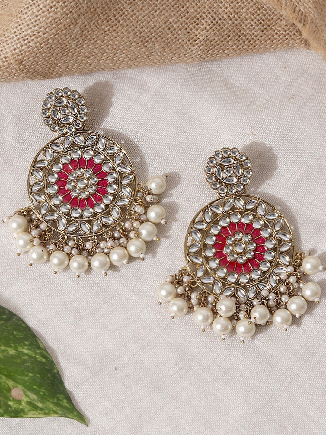 

Fida Gold-Plated Kundan Contemporary Drop Earrings