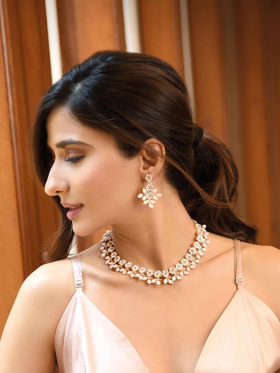

Fida Gold-Plated AD Studded & Beaded Jewellery Set