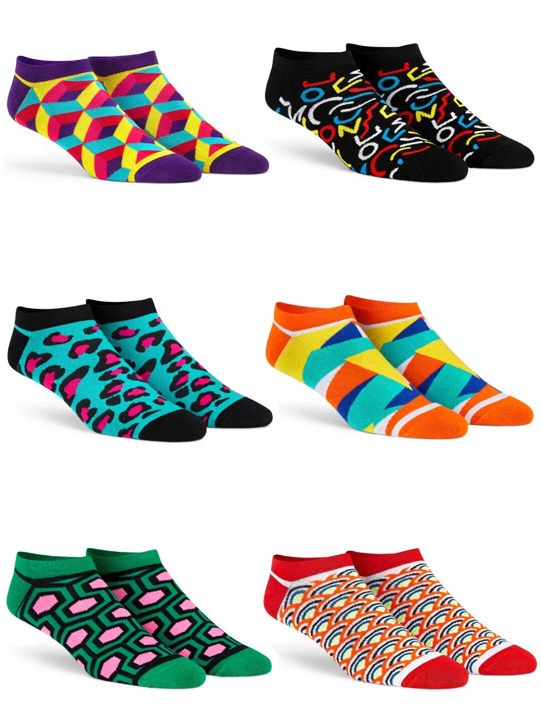 

Dynamocks Pack Of 6 Patterned Ankle-Length Socks, Blue