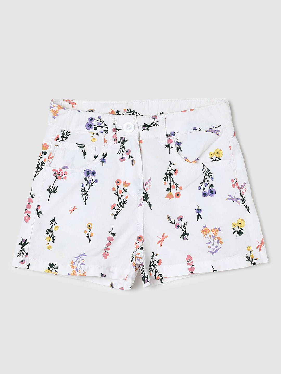 

max Infant Girls Floral Regular Fit Pure Cotton Shorts, White
