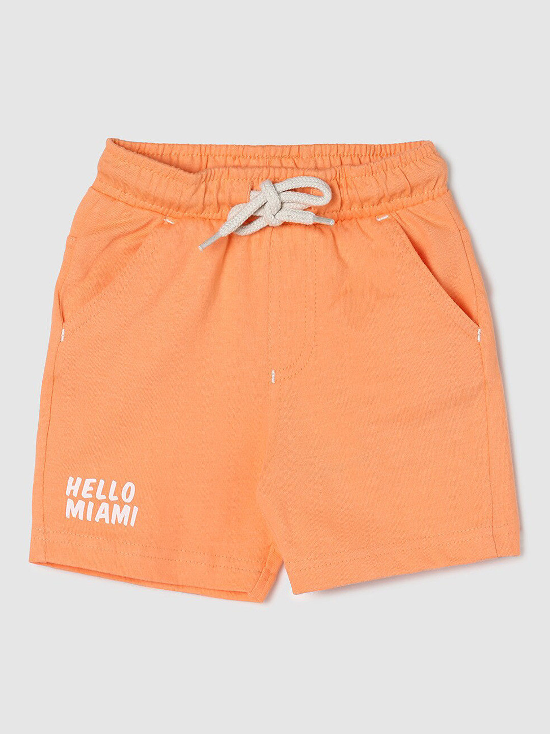 

max Infant Boys Typography Regular Fit Pure Cotton Shorts, Orange