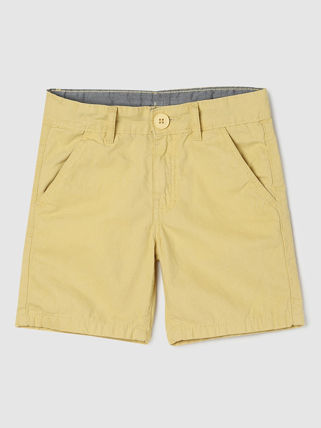 

max Boys Mid-Rise Pure Cotton Chino Shorts, Yellow