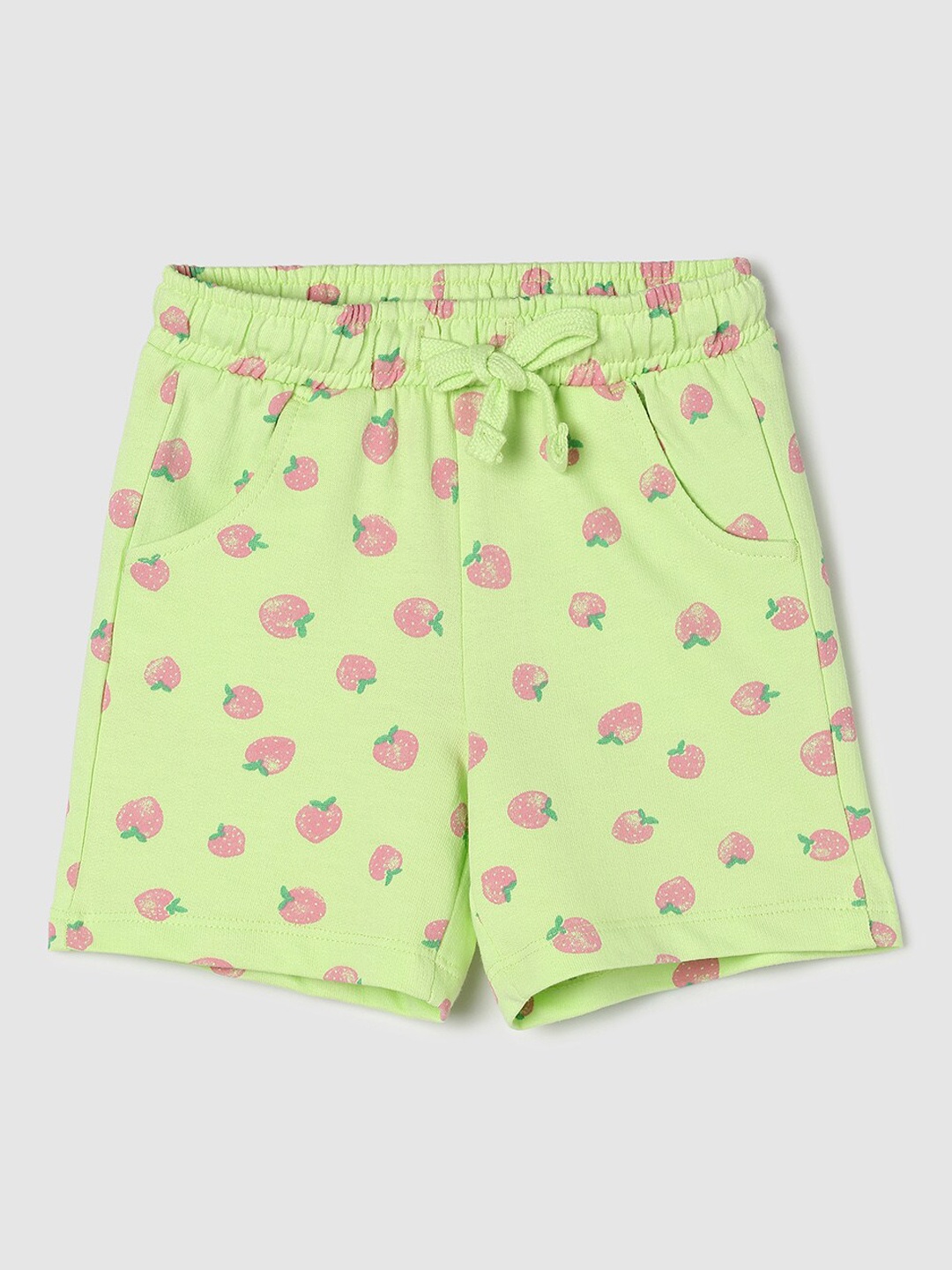 

max Infant Girls Conversational Printed Mid-Rise Regular Fit Pure Cotton Shorts, Yellow