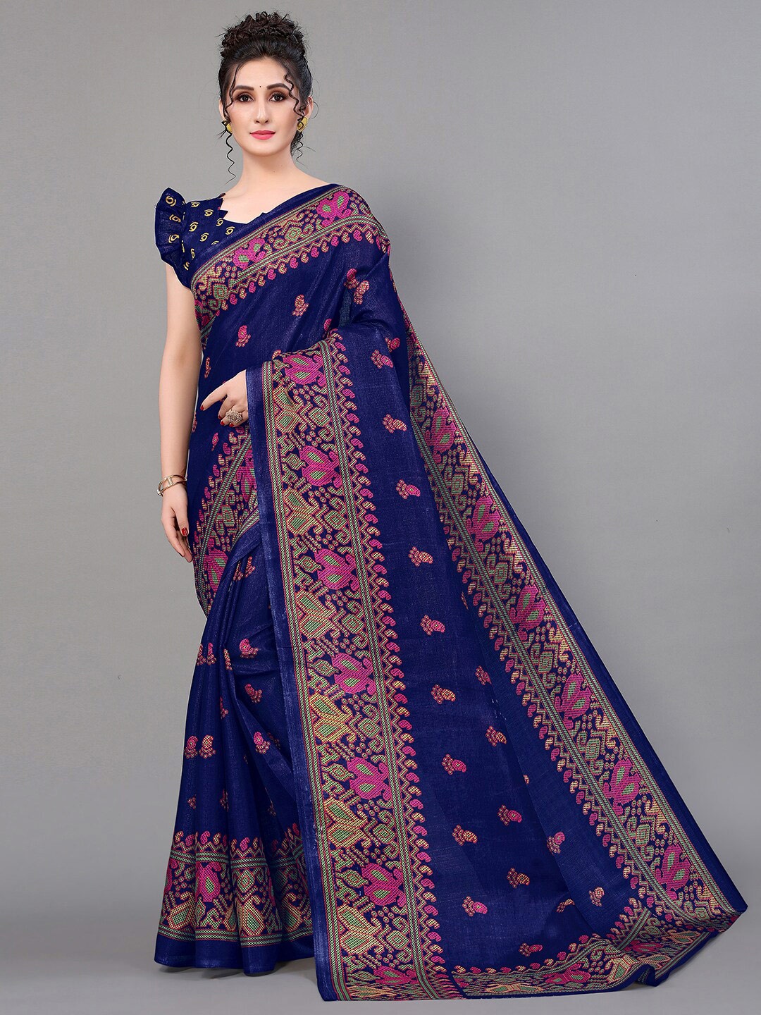 

GORGONE Ethnic Motifs Patola Saree, Blue
