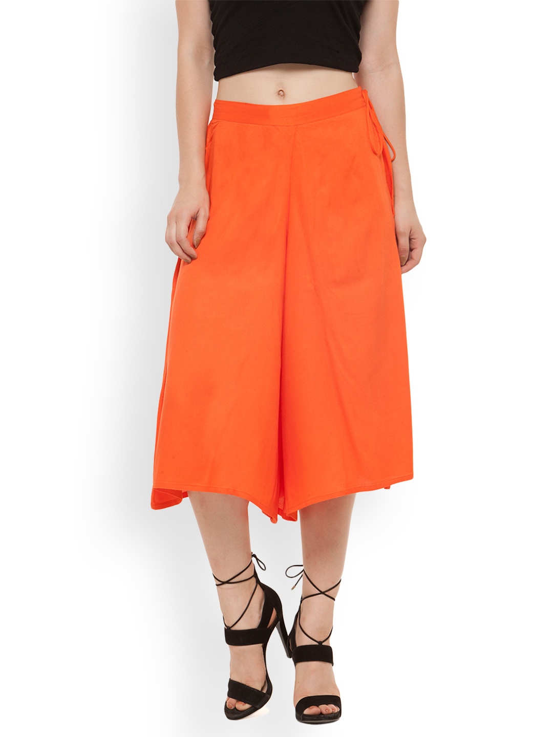 

Bitterlime Women Orange Flared Solid Palazzos
