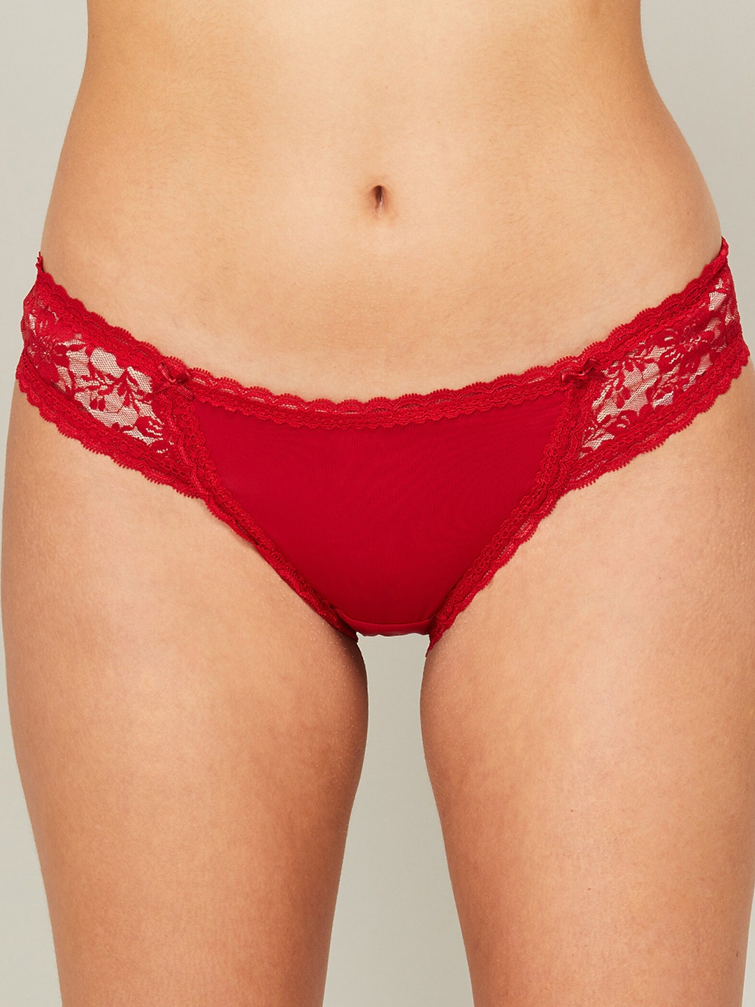 

Ginger by Lifestyle Women Self-Designed Lace Bikini Briefs, Red